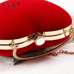 Red Heart Party Wedding Bag Evening Clutch Chain Shoulder