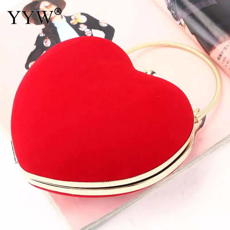 Red Heart Party Wedding Bag Evening Clutch Chain Shoulder