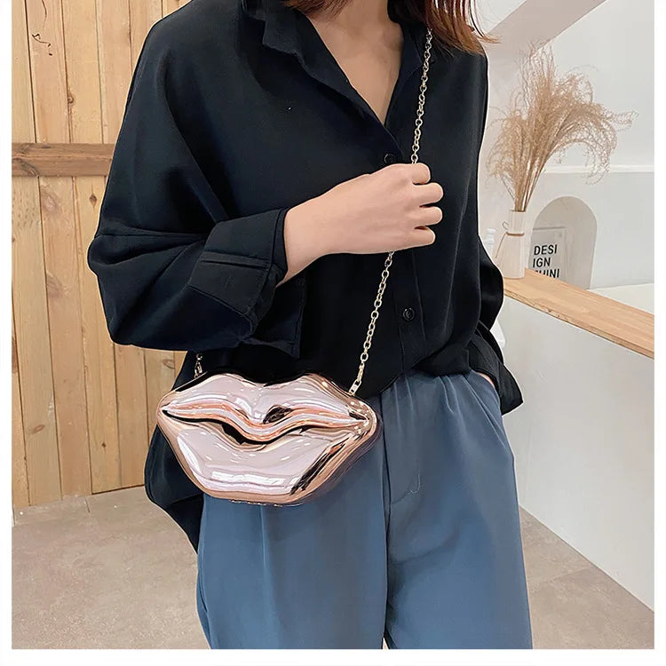Red Lip Styling Party Clutch Evening Bag for Women