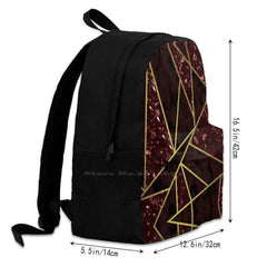 Red Mineral Stone Broken Lines Abstract Background Travel Laptop Bagpack