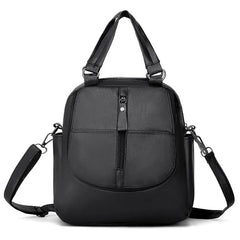 Red PU Leather Women Backpacks Shoulder Crossbody Bags for Girl Bookbags