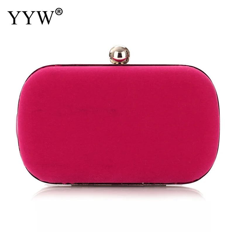Red Velvet Evening Clutch Bag with Chain Strap for Prom Party Wedding