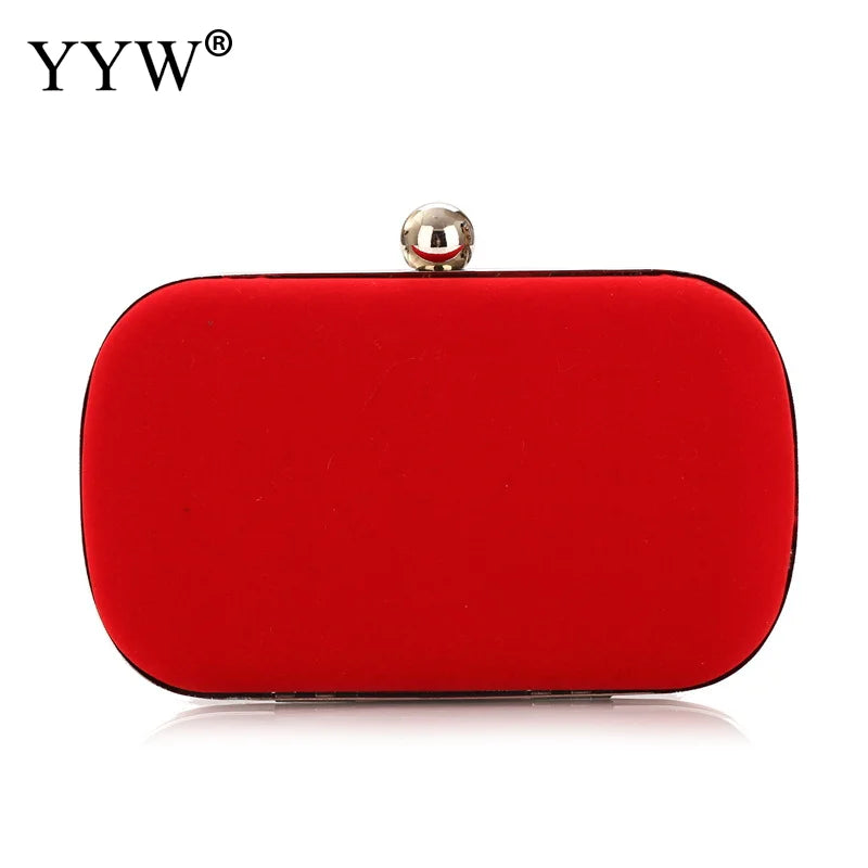 Red Velvet Evening Clutch Bag with Chain Strap for Prom Party Wedding