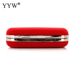 Red Velvet Evening Clutch Bag with Chain Strap for Prom Party Wedding