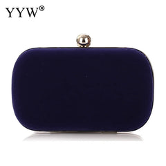 Red Velvet Evening Clutch Bag with Chain Strap for Prom Party Wedding