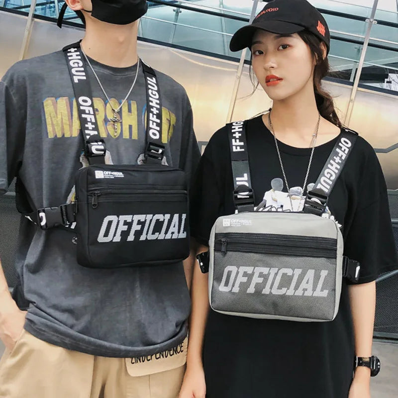 Reflective Streetwear Hip Hop Chest Rig Bag Men's Chest Bag Unisex Tactical