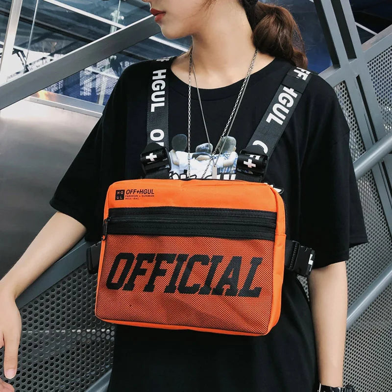Reflective Streetwear Hip Hop Chest Rig Bag Men's Chest Bag Unisex Tactical
