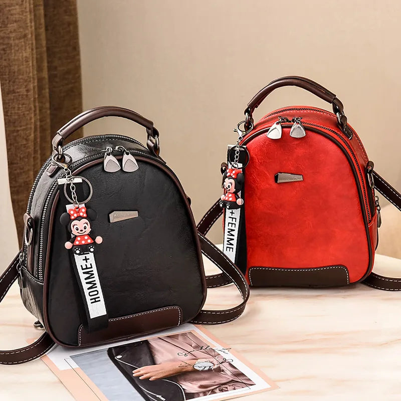 Retro Backpack Women's College Style Pu Shoulder Bag