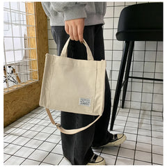 Retro Art Canvas Crossbody Bag for Women Corduroy Casual Tote