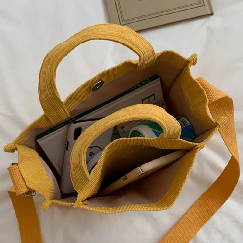Retro Art Canvas Crossbody Bag for Women Corduroy Casual Tote