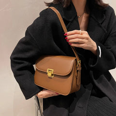 Retro Leather Handbag Small Square Tote Bag