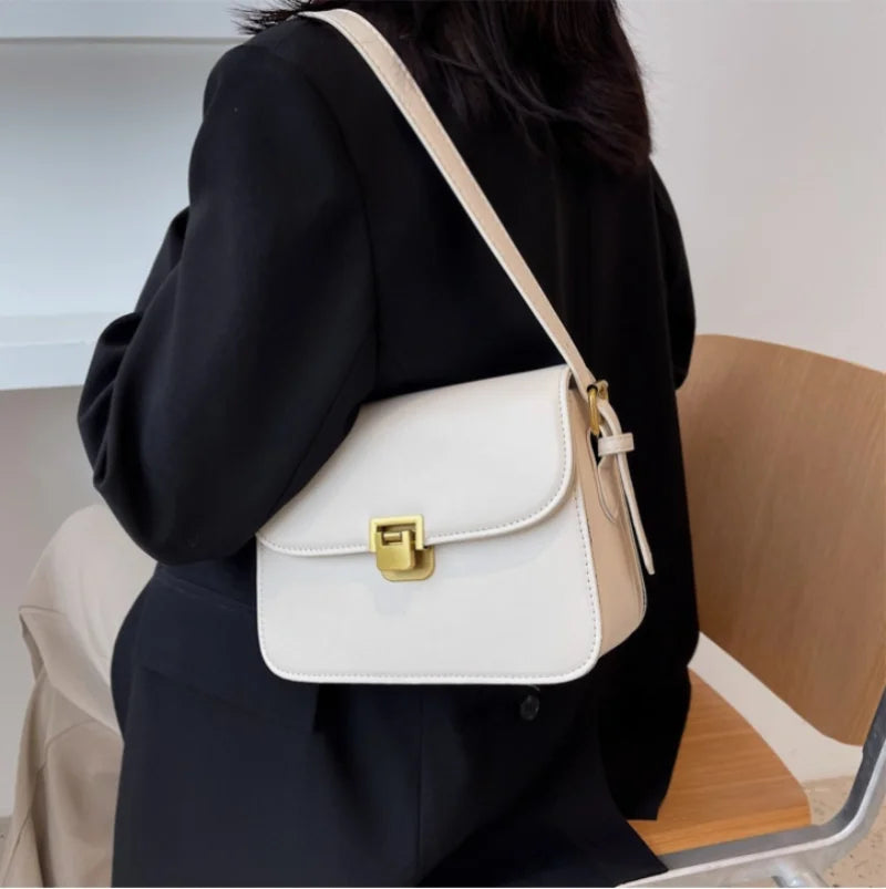 Retro Leather Handbag Small Square Tote Bag
