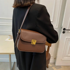Retro Leather Handbag Small Square Tote Bag