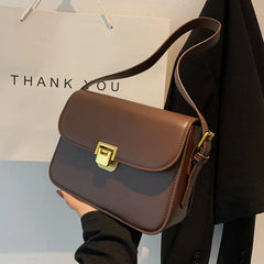 Retro Leather Handbag Small Square Tote Bag
