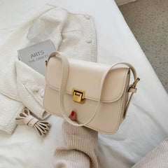 Retro Leather Handbag Small Square Tote Bag
