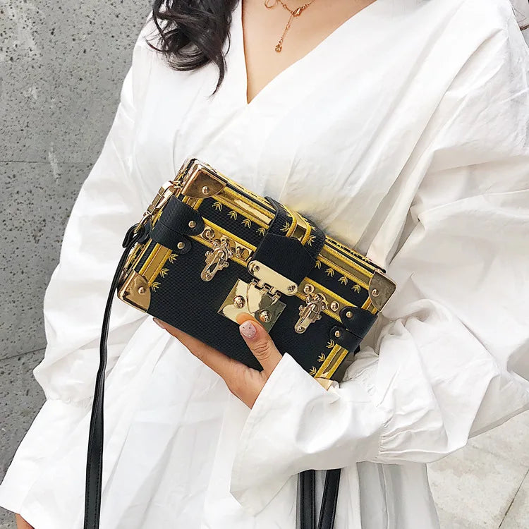Metal Rivets Shoulder Handbag Retro Box Bags