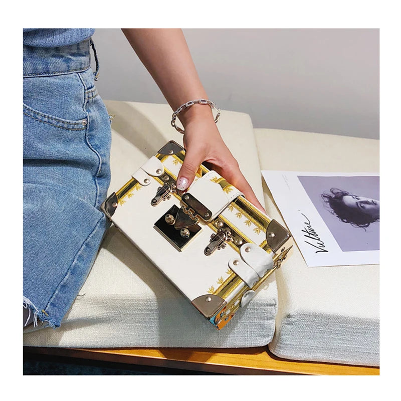 Metal Rivets Shoulder Handbag Retro Box Bags