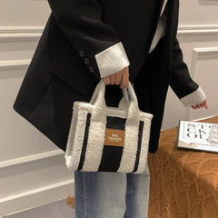 Brown Lamb Wool Handbag Women's Faux Suede Lady Crossbody Bag