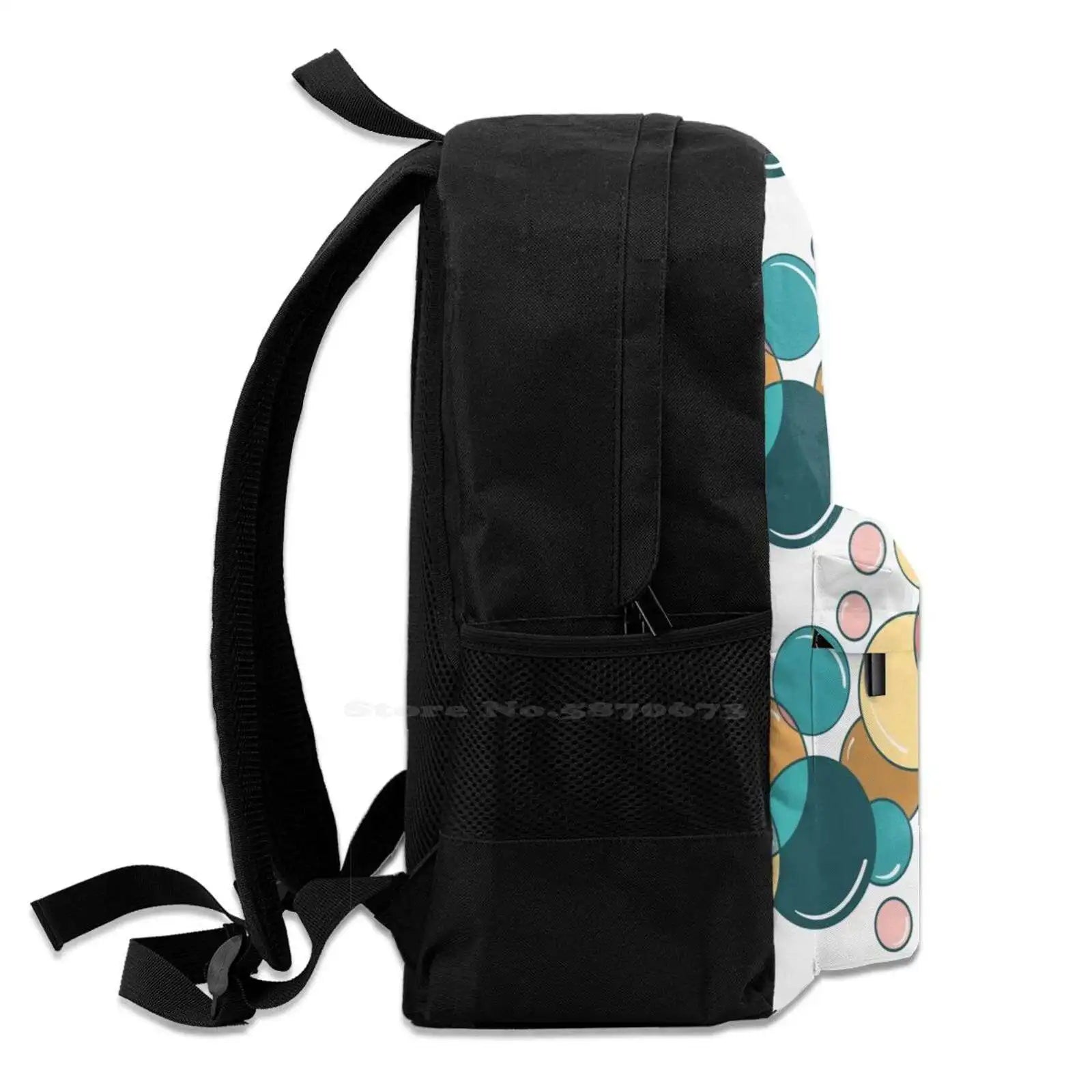 Retro Bubbles Dots Polkadots Circles School Bag Teal Pink Peach
