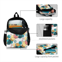 Retro Bubbles Dots Polkadots Circles School Bag Teal Pink Peach