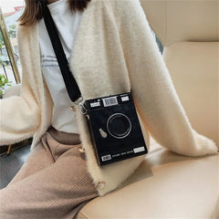 Retro Camera Shape Tote Handbag Shoulder Bag Women Casual Solid Shopping