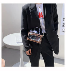 Vintage Camera Style Ladies Party Handbag with Chain Shoulder Bag