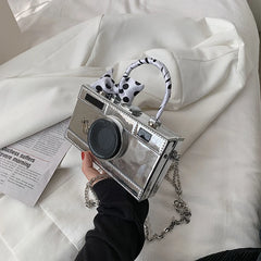 Vintage Camera Style Ladies Party Handbag with Chain Shoulder Bag