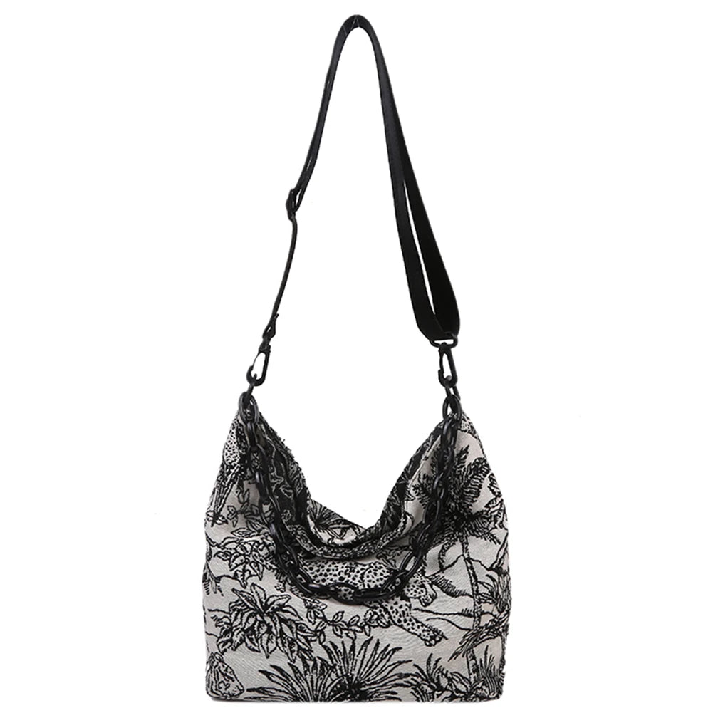 Embroidery Chain Messenger Handbags Women Large Capacity