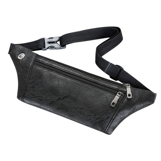 Vintage Men PU Leather Phone Pouch Fanny Pack Chest Waist Crossbody Bag
