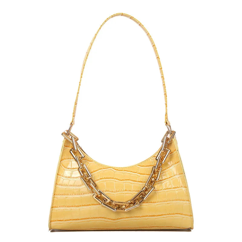 Plaid Pattern Women Tote Shoulder Bags Leather Chain Handbag