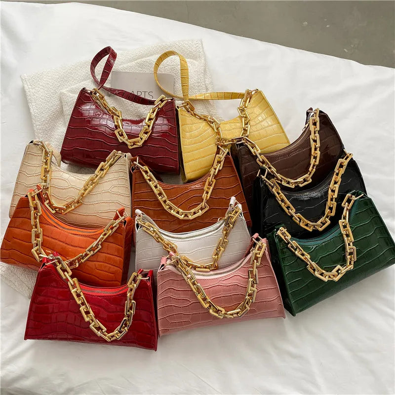 Plaid Pattern Women Tote Shoulder Bags Leather Chain Handbag