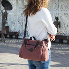 Casual Canvas Shoulder Bag Large Capacity Multi-compartment
