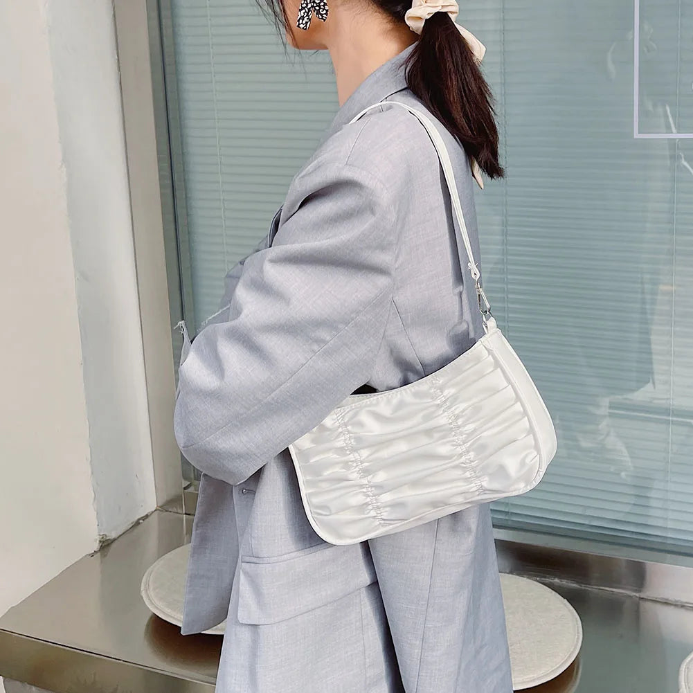 Retro Casual Women's Totes Shoulder Bag Pleated Shopping Bag