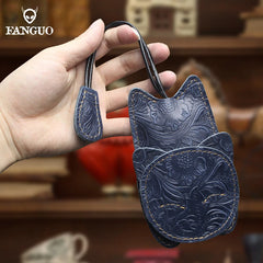 Retro Cat Pull Type Key Bag Leather Key Wallet Car Smart Holder