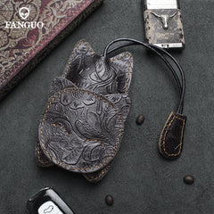 Retro Cat Pull Type Key Bag Leather Key Wallet Car Smart Holder