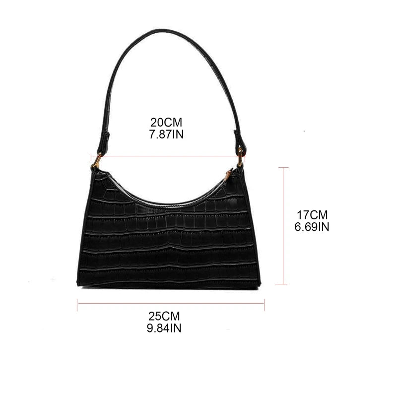 Retro Classic Crocodile Embossed Clutch Handbag Shoulder Bag