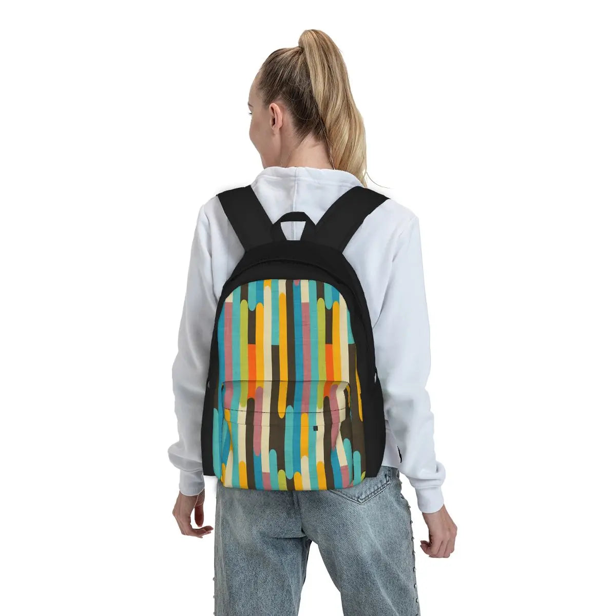 Retro Block Popsicle Sticks Backpacks Men's & Women's Bags