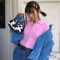 Retro Cow Pattern Women Messenger Handbags PU Leather Shoulder Bags
