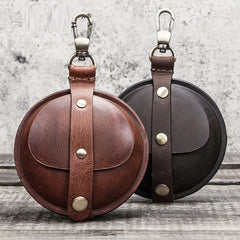 Retro Crazy Horse Cowhide Zero Wallet Data Cable Bluetooth Headset Case