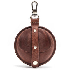 Retro Crazy Horse Cowhide Zero Wallet Data Cable Bluetooth Headset Case