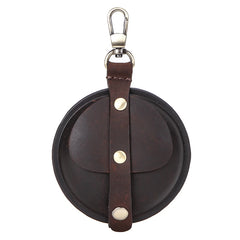 Retro Crazy Horse Cowhide Zero Wallet Data Cable Bluetooth Headset Case