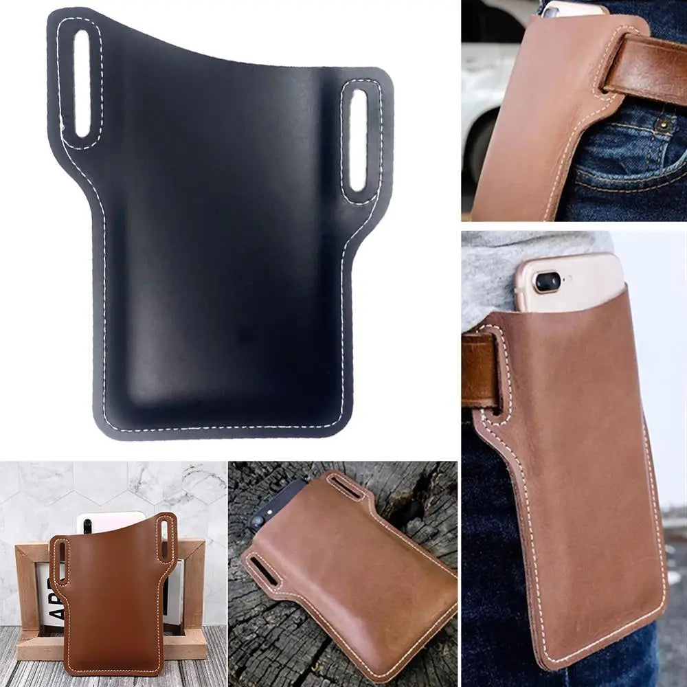 Retro Crazy Horse Leather Cell Phone Pocket for Men