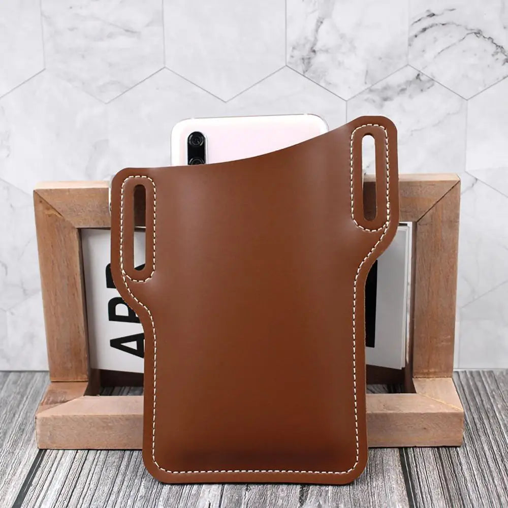 Retro Crazy Horse Leather Cell Phone Pocket for Men