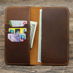 Retro Crazy Horse Leather Men's Wallet Large Capacity Clutch Long Wallet