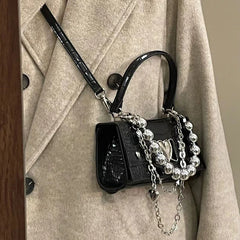 Retro Crocodile Pattern Shoulder Bag For Women Small Square Bag