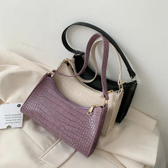 Retro Crocodile Pattern Shoulder Bag For Women PU Leather Armpit Bag