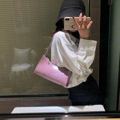 Retro Crocodile Pattern Shoulder Bag Women Bag PU Leather Armpit Bag