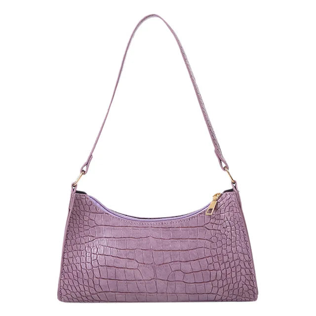 Retro Crocodile Pattern Shoulder Bag Women Bag PU Leather Armpit Bag