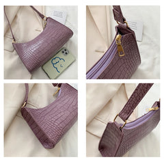 Retro Crocodile Pattern Shoulder Bag Women Bag PU Leather Armpit Bag