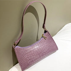 Retro Crocodile Pattern Shoulder Bag Women Bag PU Leather Armpit Bag